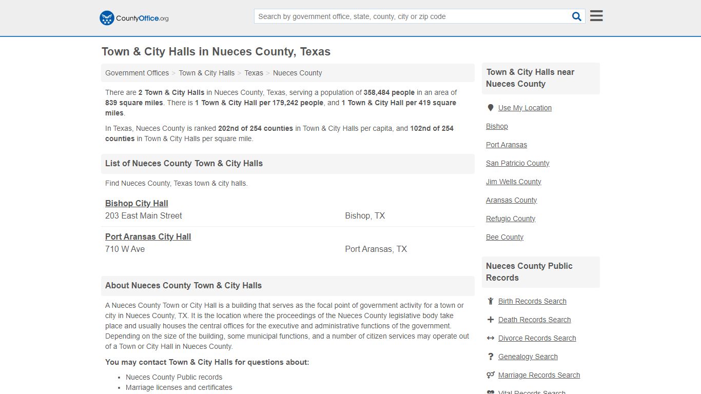 Nueces County, TX (Marriage Licenses & Public Records) - County Office
